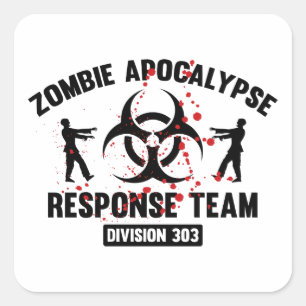 Adesivo Quadrado Equipe de Resposta Apocalypse Zombie