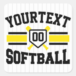 Adesivo Quadrado Equipe de Varsity do Softball Player de NOME DE AD