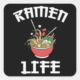 Adesivo Quadrado Equipe do Clube Ramen Ramen Life Lovely Design