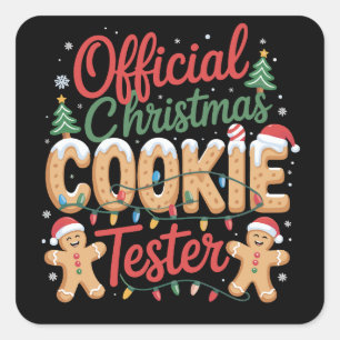 Adesivo Quadrado Equipe Oficial de Testadores de Biscoitos de Natal