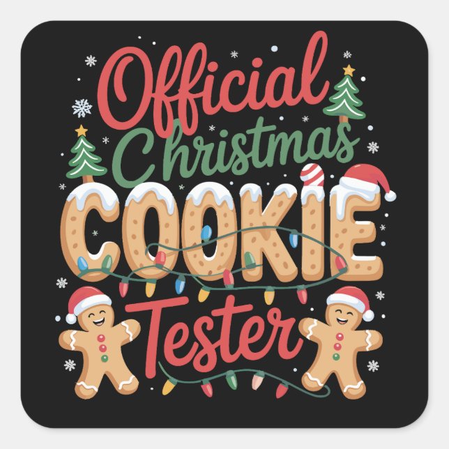 Adesivo Quadrado Equipe Oficial de Testadores de Biscoitos de Natal (Frente)