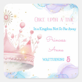 Adesivo Quadrado Era uma vez, Princesa Birthday