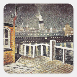 Adesivo Quadrado Eric Ravilious art, S.S. Brighton deixando Newhave