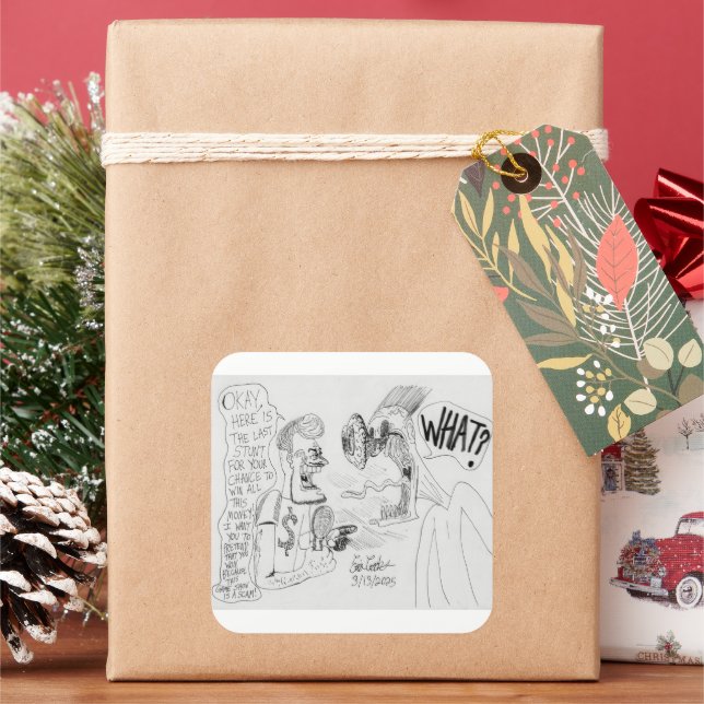 Adesivo Quadrado Erica Crooks Comics : Game Show scam (Feriado)