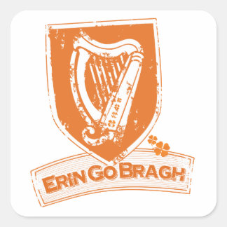 Adesivo Quadrado Erin Go Bragh (Harp Orange)