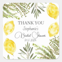 Adesivo Quadrado Ervas Botânicas Limões Banho de Noiva Aquarela