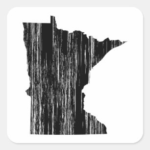 Adesivo Quadrado Esboço afligido do estado de Minnesota