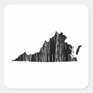 Adesivo Quadrado Esboço afligido do estado de Virgínia