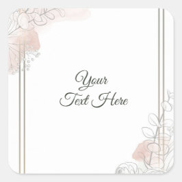 Adesivo Quadrado Esboço Botânico Sage & Blush Floral Casamento
