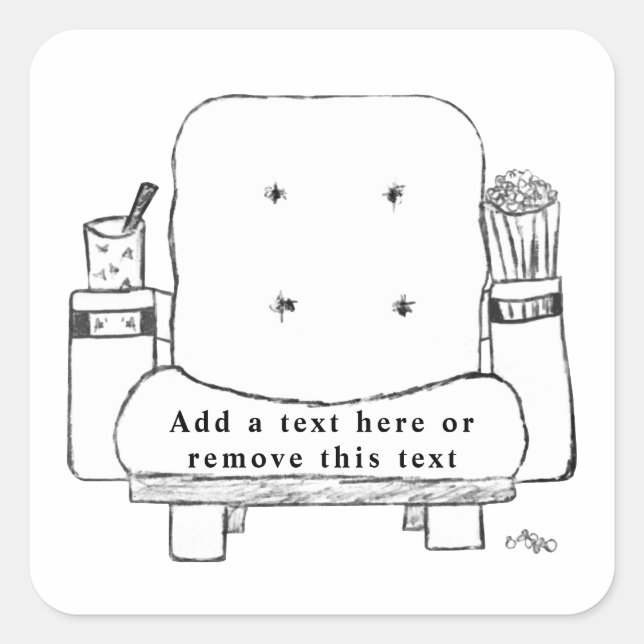 Adesivo Quadrado Esboço de Assentos de Cinema (Frente)