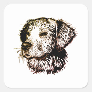 Adesivo Quadrado Esboço de Cachorrinho Marrom