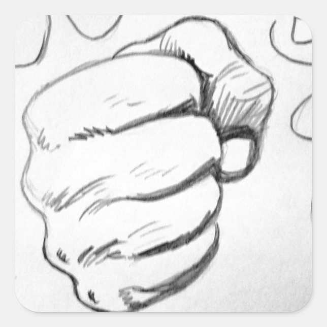 Adesivo Quadrado Esboço do Lápis de Esmagamento de pop Art (Frente)