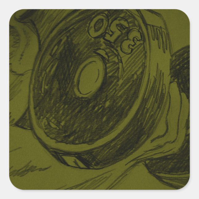 Adesivo Quadrado Esboço do Lápis de Malhação de Construção do Corpo (Frente)