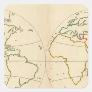 Adesivo Quadrado Esboço do mapa do mundo