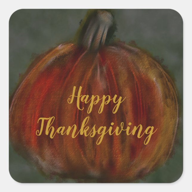 Adesivo Quadrado esboço grosso de abóbora laranja (Frente)