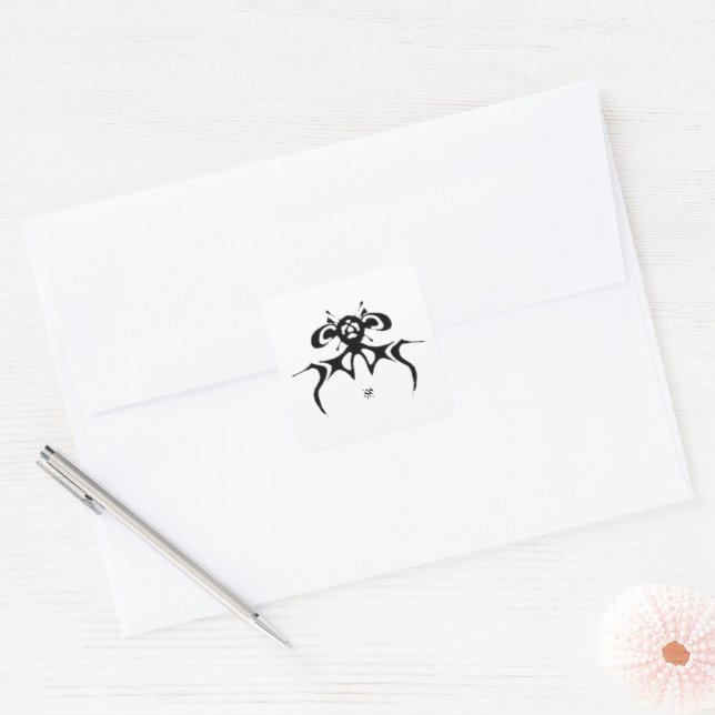 Adesivo Quadrado Esboço mascarado de rato (Envelope)