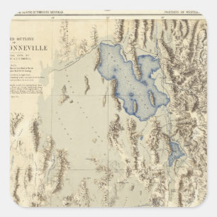 Adesivo Quadrado Esboço restaurado do lago Bonneville