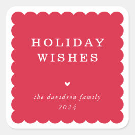 Adesivo Quadrado ESCALA BORDA moderna, fofo-borda festiva vermelho