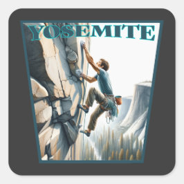 Adesivo Quadrado Escalada em Rocha em Yosemite Califórnia