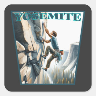 Adesivo Quadrado Escalada em Rocha em Yosemite Califórnia