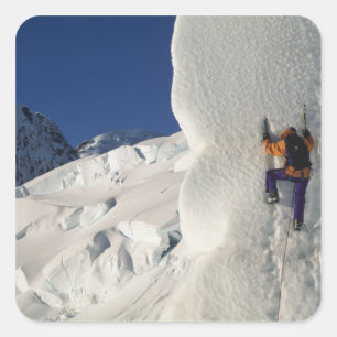 Adesivo Quadrado Escalada no gelo no glaciar Tasman abaixo do Monte