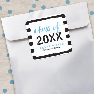 Adesivo Quadrado Escalas de Azul Classe de Graduação 2025