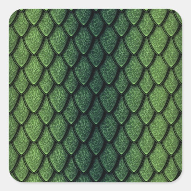 Adesivo Quadrado Escalas de Dragões Verdes (Frente)