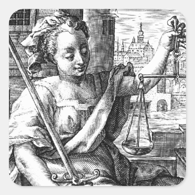 Adesivo Quadrado Escalas de Justiça (Frente)
