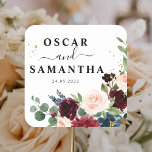 Adesivo Quadrado Escamudo e Douradas Quedas com Aquarela Elegante<br><div class="desc">Escamudo e Douradas Quedas com Aquarela Elegante</div>