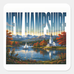 Adesivo Quadrado Escape de Outono nos Lagos da Montanha de New Hamp