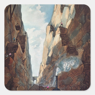 Adesivo Quadrado Escavação da montagem verde-oliva, milhas de