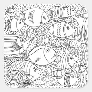 Adesivo Quadrado Escola inspirada dos peixes