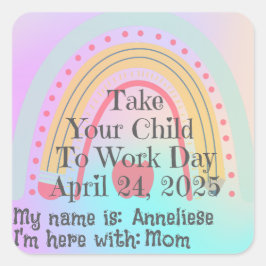 Adesivo Quadrado Escola Pink Rainbow Personalizada Leva Criança a T