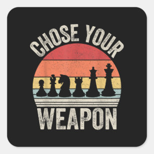 Adesivo Quadrado Escolha Suas Peças Engraçadas De Xadrez Com Arma