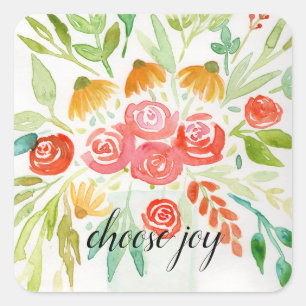 Adesivo Quadrado Escolher Joy Floral
