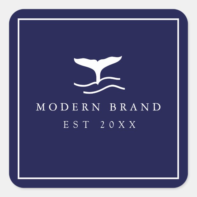 Adesivo Quadrado Escória de Baleia Costeira Elegante do Marinho Náu (Frente)