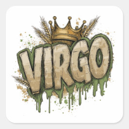Adesivo Quadrado Escova de Grafite do Virgo Zodiac Detalhada com Co