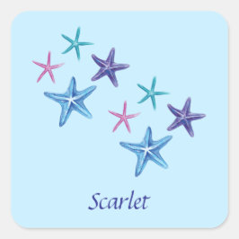 Adesivo Quadrado Escrevendo de Starfish Colorido Personalizável