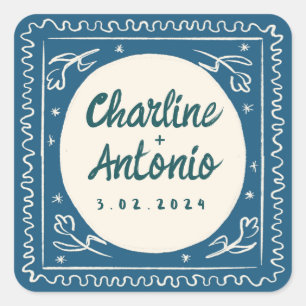 Adesivo Quadrado Escrita manual rosa-vermelha moderna Praça de Casa