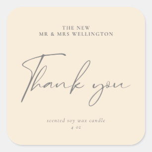 Adesivo Quadrado Escrita Moderna Beige White Wedding Favorita Candl
