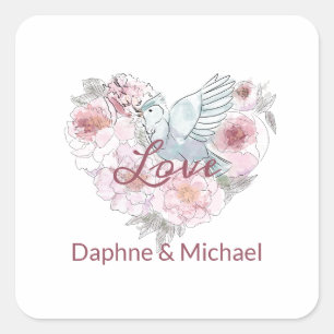 Adesivo Quadrado Escrito Elegante Rustic Modern Chic Heart Script