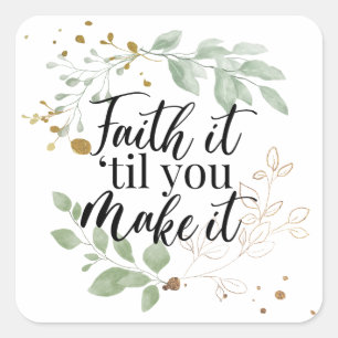 Adesivo Quadrado Escritura Cristã de Fé Eucalyptus Greenery