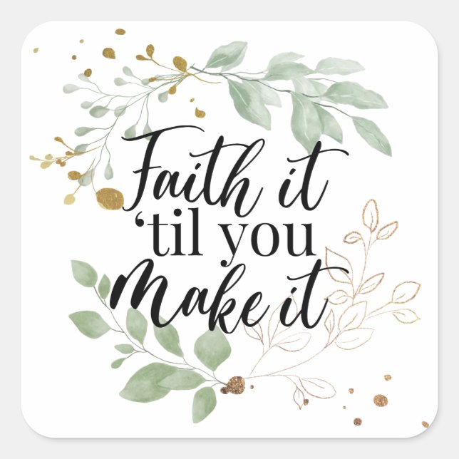 Adesivo Quadrado Escritura Cristã de Fé Eucalyptus Greenery (Frente)