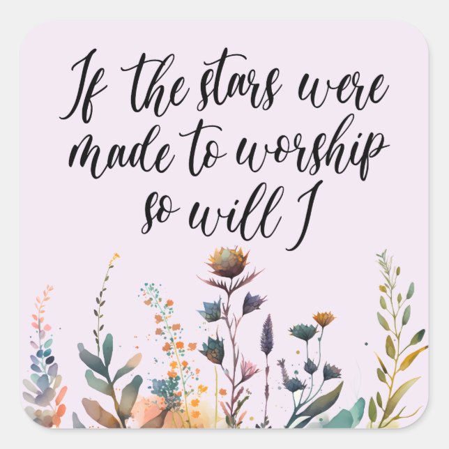 Adesivo Quadrado Escritura Cristã de Flor Selvagem (Frente)