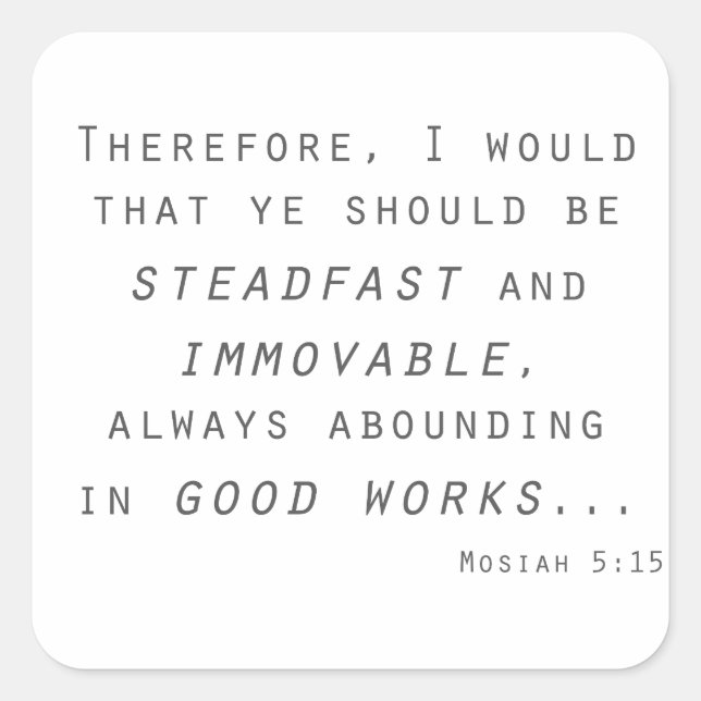 Adesivo Quadrado escritura de mosiah lds imóvel stadfast (Frente)