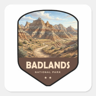 Adesivo Quadrado Escudo do Parque Nacional Badlands