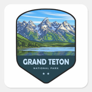Adesivo Quadrado Escudo do Parque Nacional Grand Teton