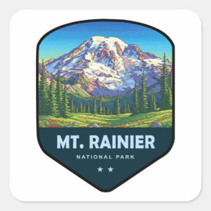Adesivo Quadrado Escudo do Parque Nacional Mt. Rainier