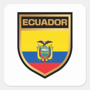 Adesivo Quadrado Escudo do Sinalizador do Equador