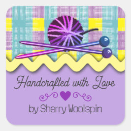 Adesivo Quadrado Esfera de crochê para tricô de chique de xadrez de